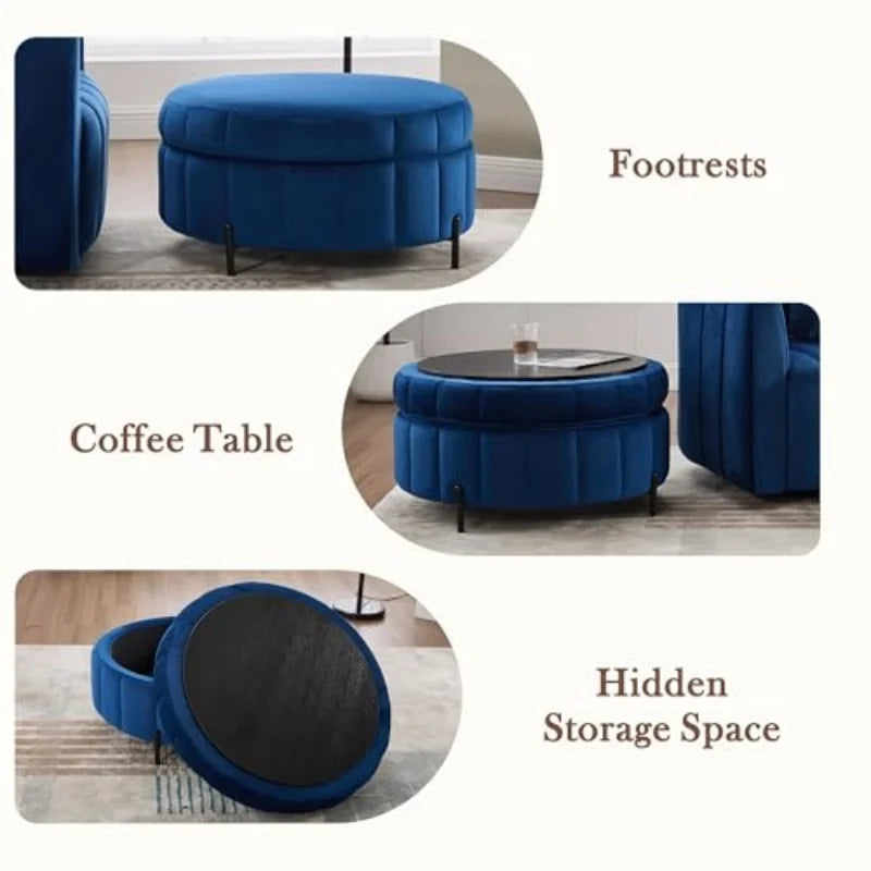 M Upholstered Oversized 360° Swivel Accent Barrel Chair Half Cozy Sofa Set Furniture Living Room Pumpkin-Shape Club Armchair