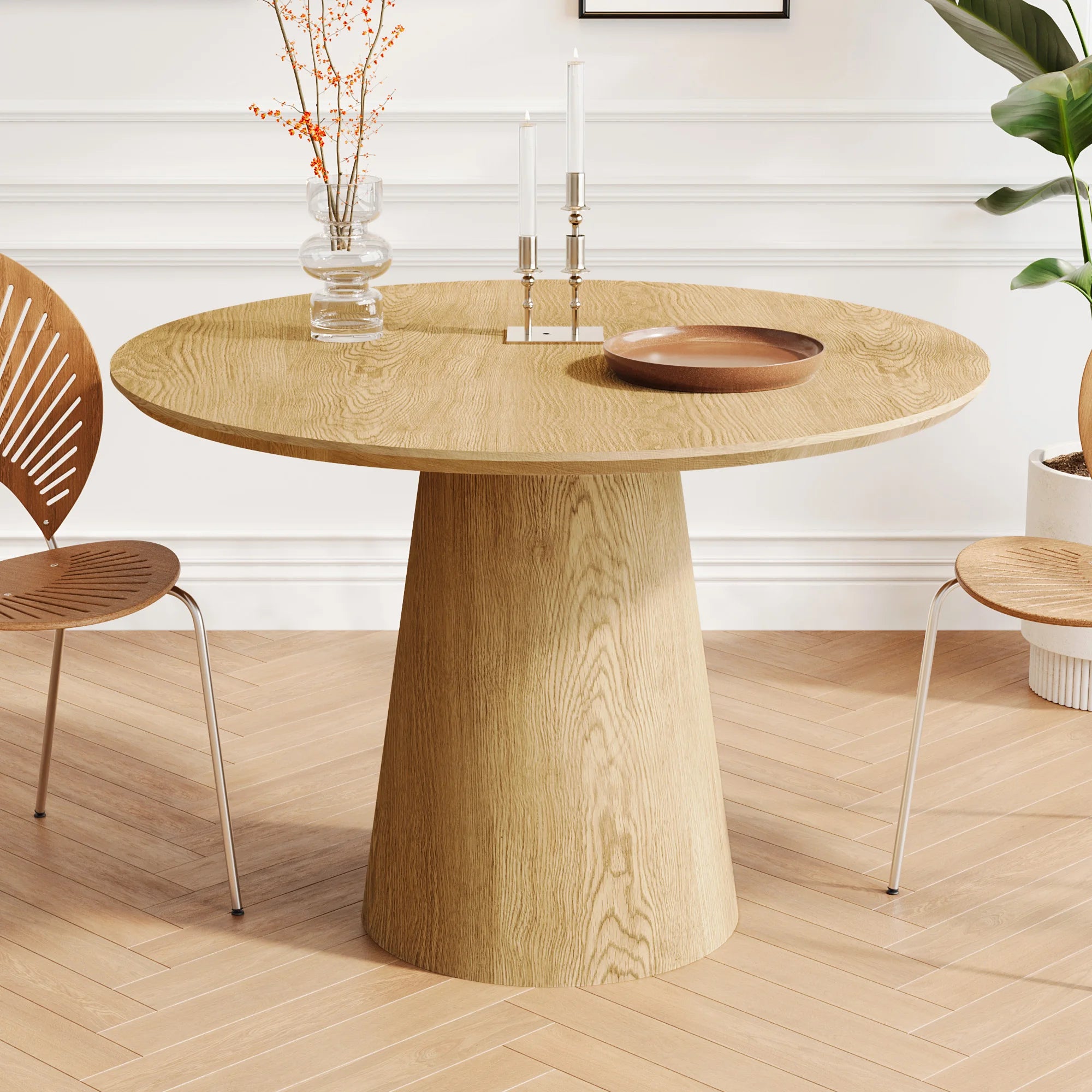 Solid Wood Strip Dining Table Natural Finish Modern Nordic Design for Home Restaurant Workshop Various Settings