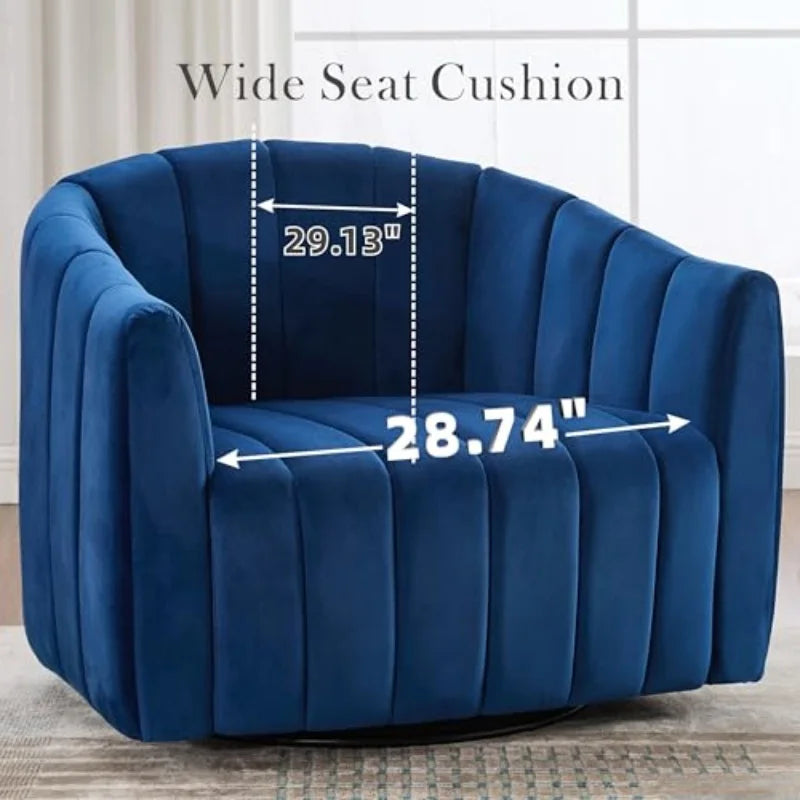 M Upholstered Oversized 360° Swivel Accent Barrel Chair Half Cozy Sofa Set Furniture Living Room Pumpkin-Shape Club Armchair