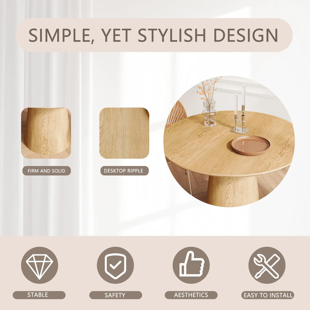Solid Wood Strip Dining Table Natural Finish Modern Nordic Design for Home Restaurant Workshop Various Settings