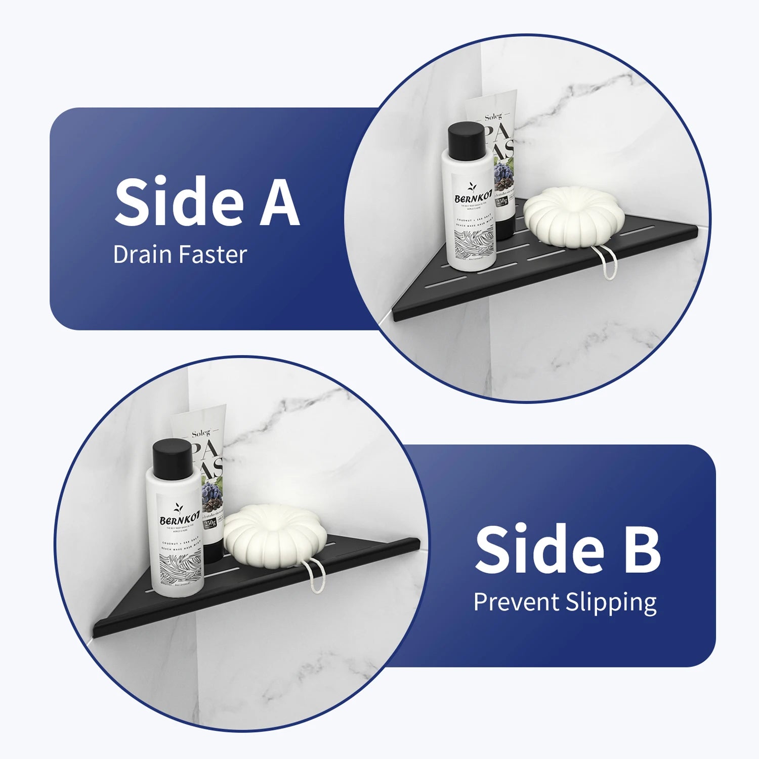 Matte Black Corner Shower Shelf