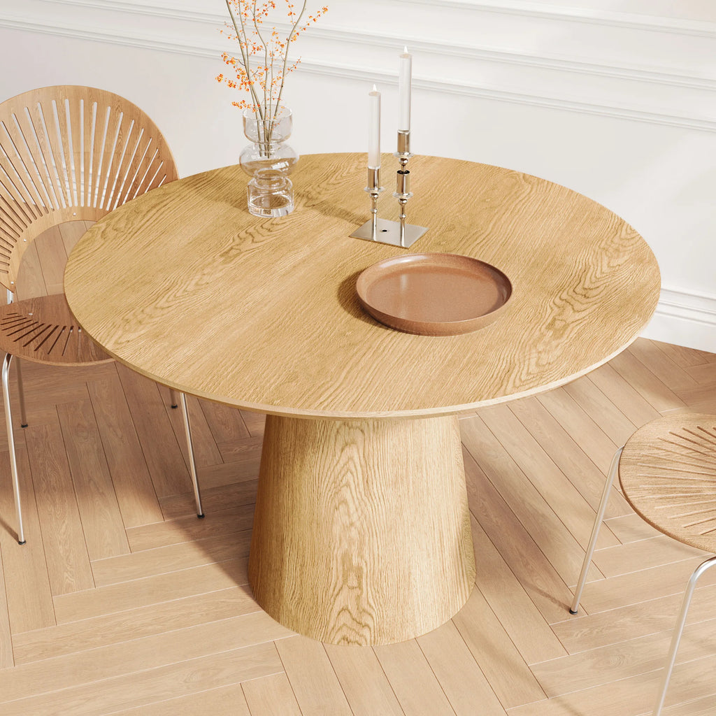 Solid Wood Strip Dining Table Natural Finish Modern Nordic Design for Home Restaurant Workshop Various Settings