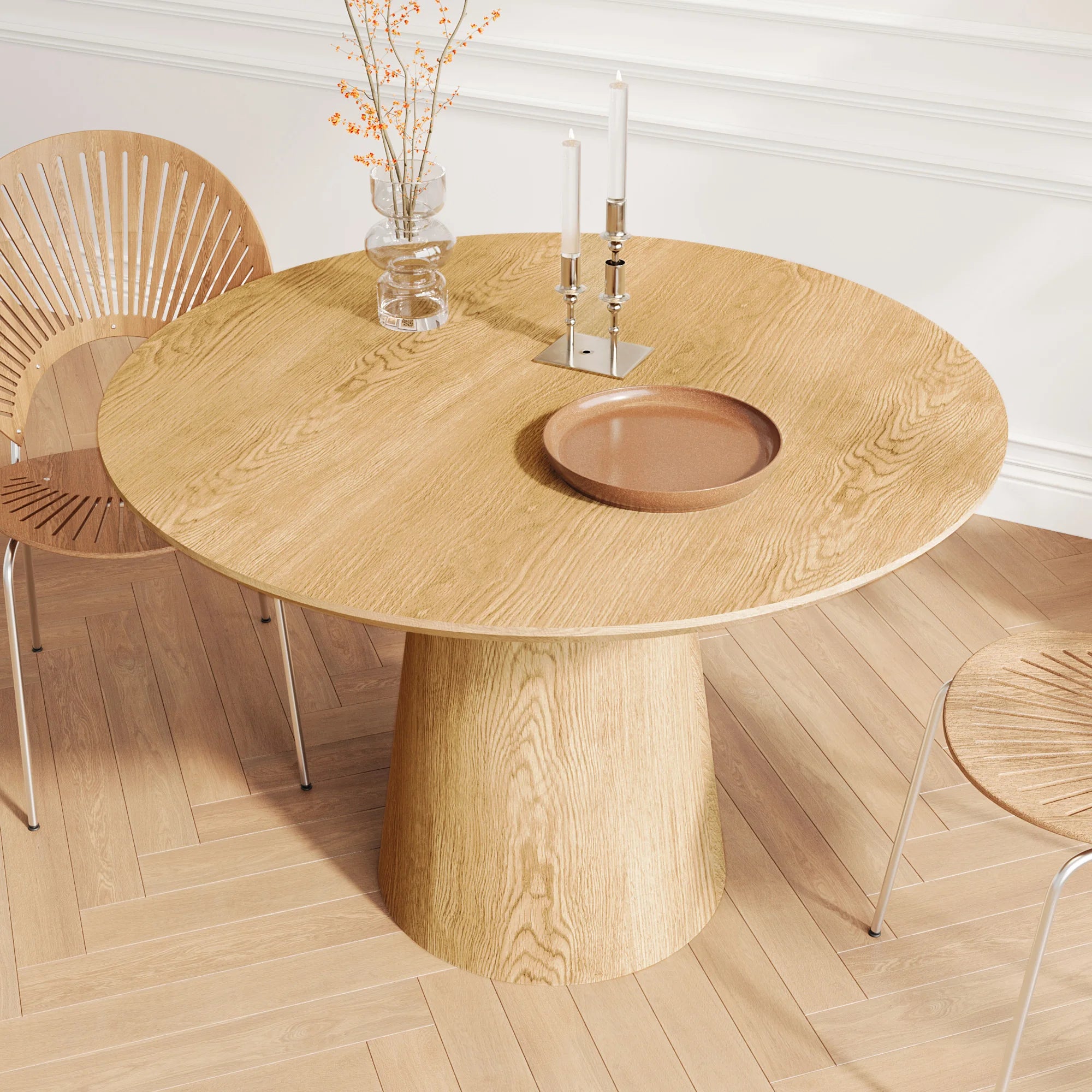 Solid Wood Strip Dining Table Natural Finish Modern Nordic Design for Home Restaurant Workshop Various Settings