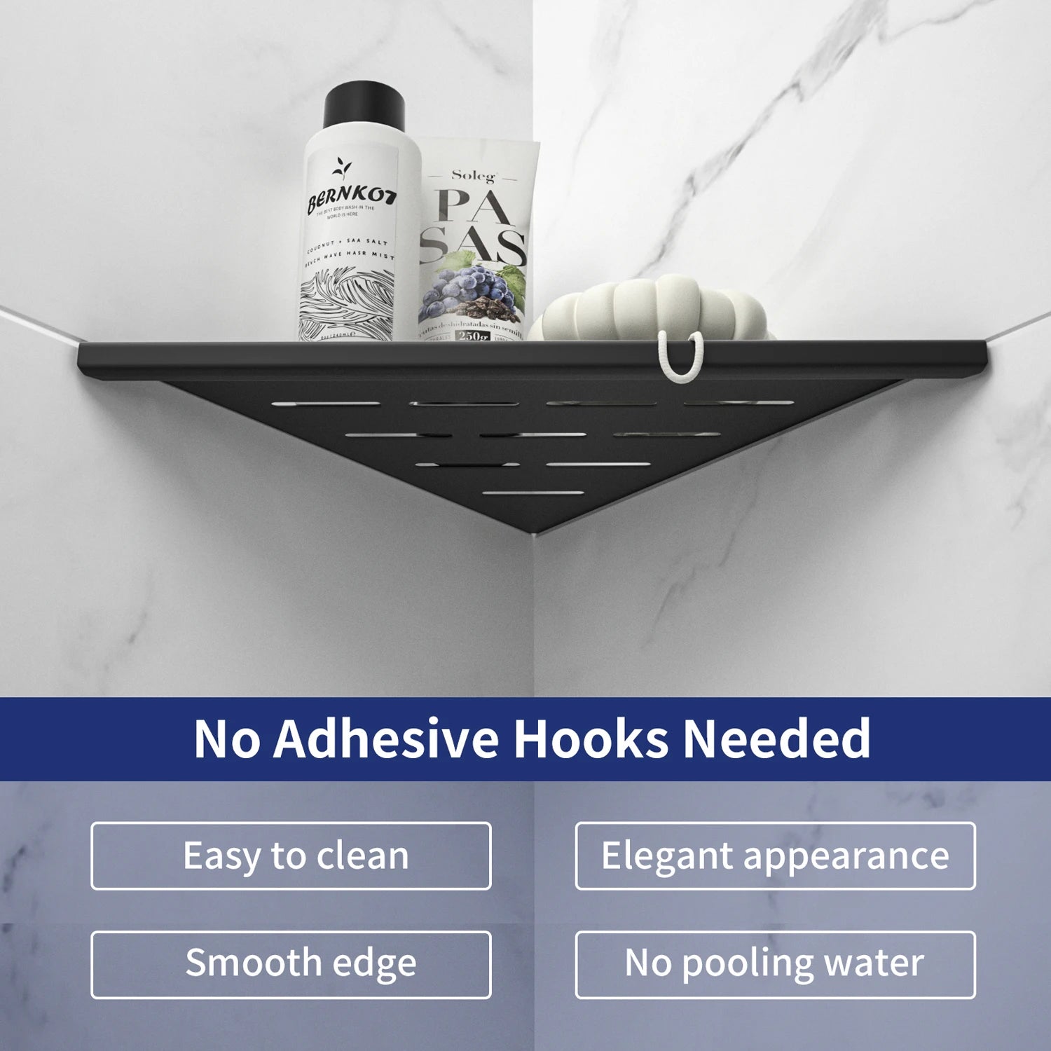 Matte Black Corner Shower Shelf