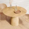 Solid Wood Strip Dining Table Natural Finish Modern Nordic Design for Home Restaurant Workshop Various Settings