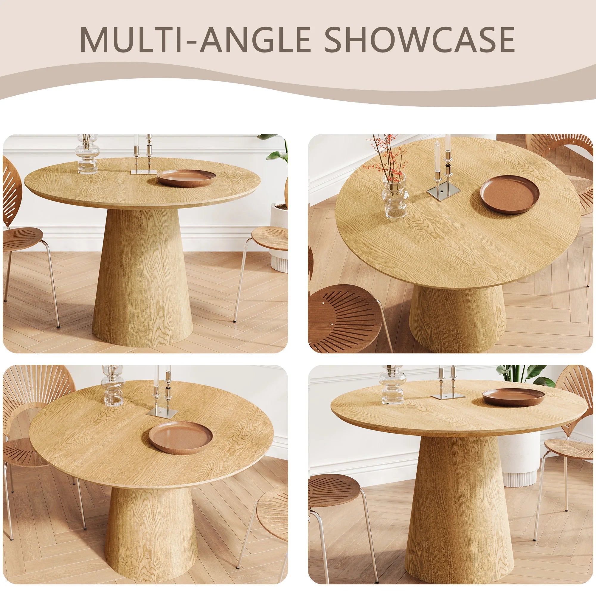 Solid Wood Strip Dining Table Natural Finish Modern Nordic Design for Home Restaurant Workshop Various Settings