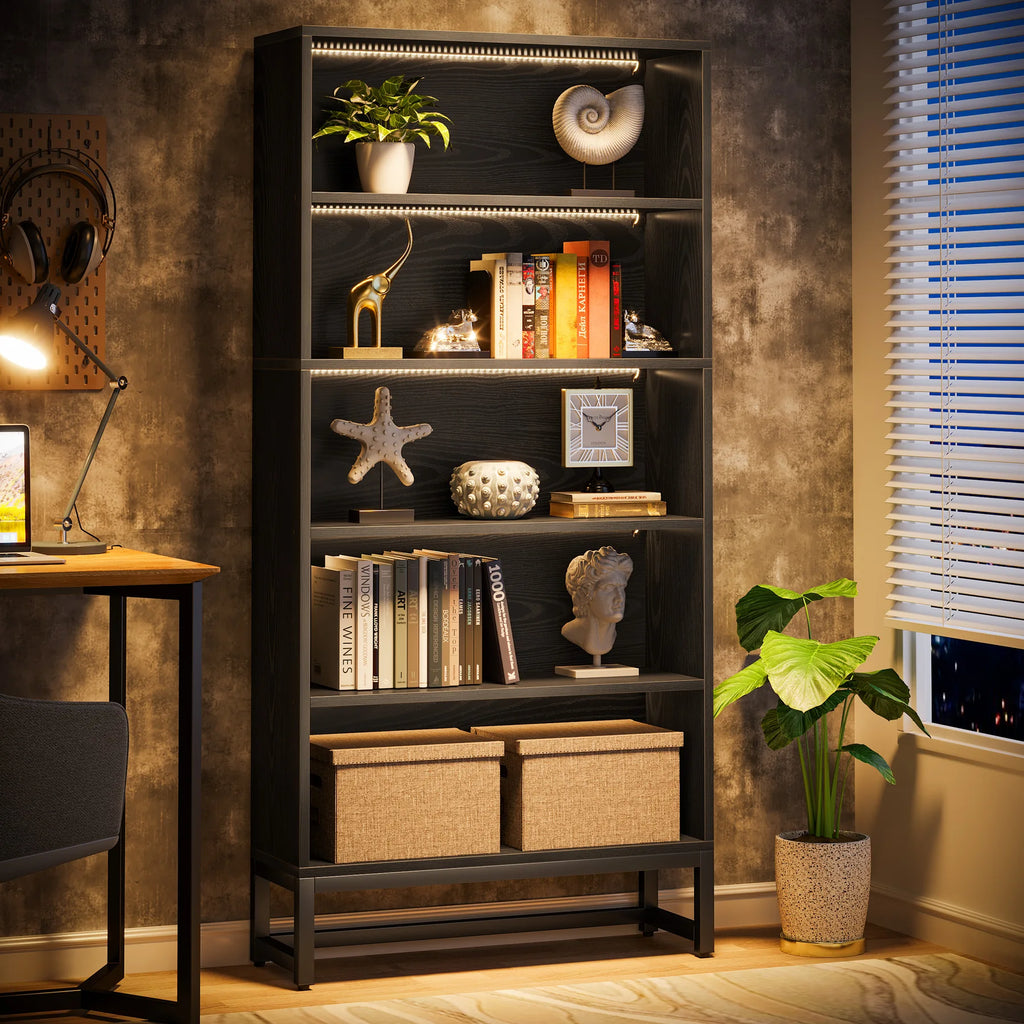 Modern Black LED Bookcase