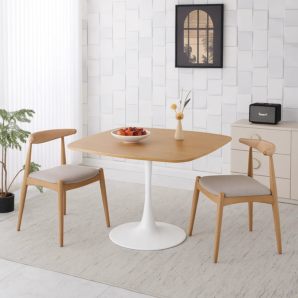 Modern Simple Multifunctional Solid Wood Adjustable Portable Waterproof Dining Table 4 PCS Chairs Dining Home Hotel Apartment