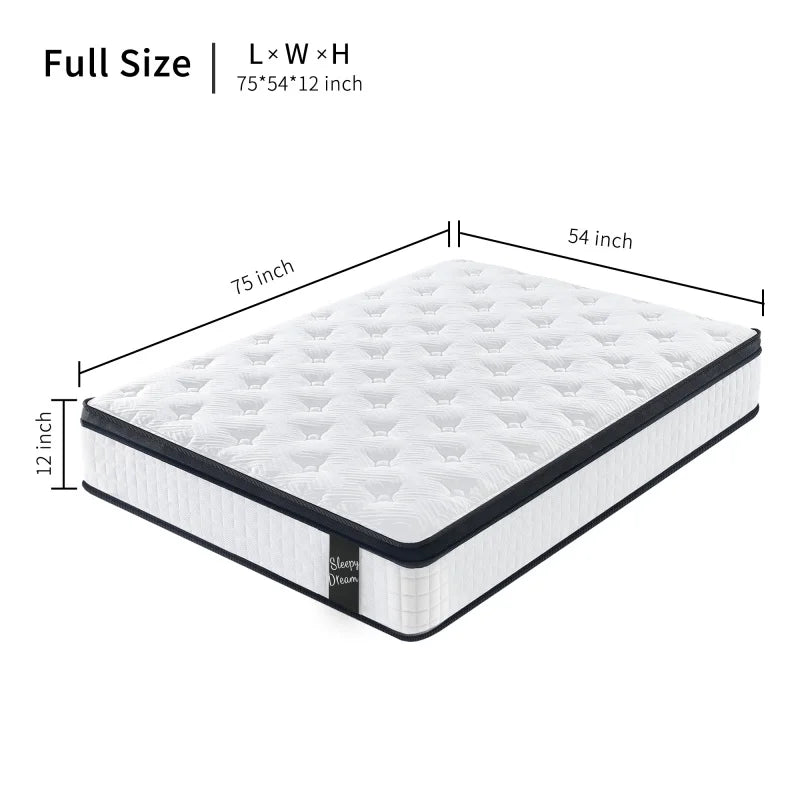 M US Stock 12 Inch Twin Size Hybrid Euro Top Memory Foam Pocket Spring Mattress Pocket Spring Roll up Mattress