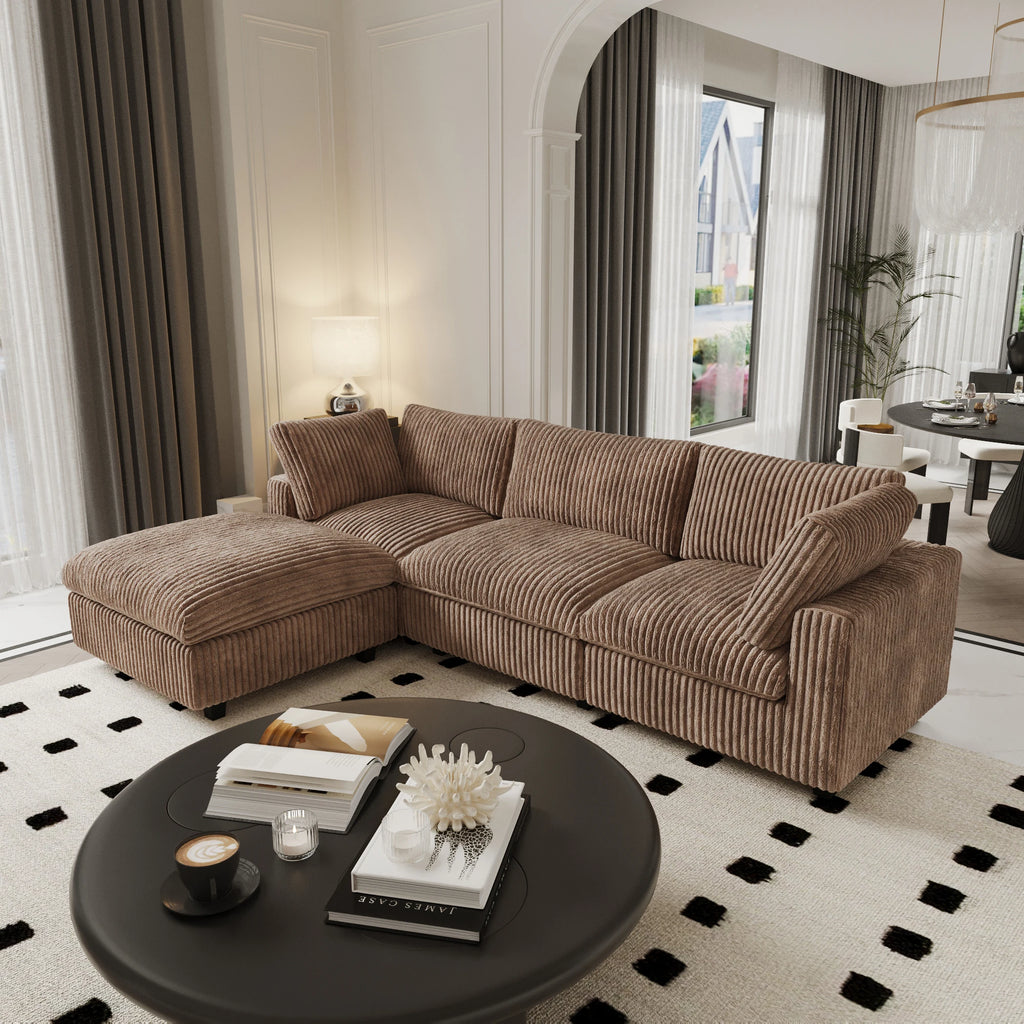 ATUNUS US in Stock Drop Shipping Sofa American Classic Living Room Furniture Corduroy Modular Sectional Couch Sofa Sets