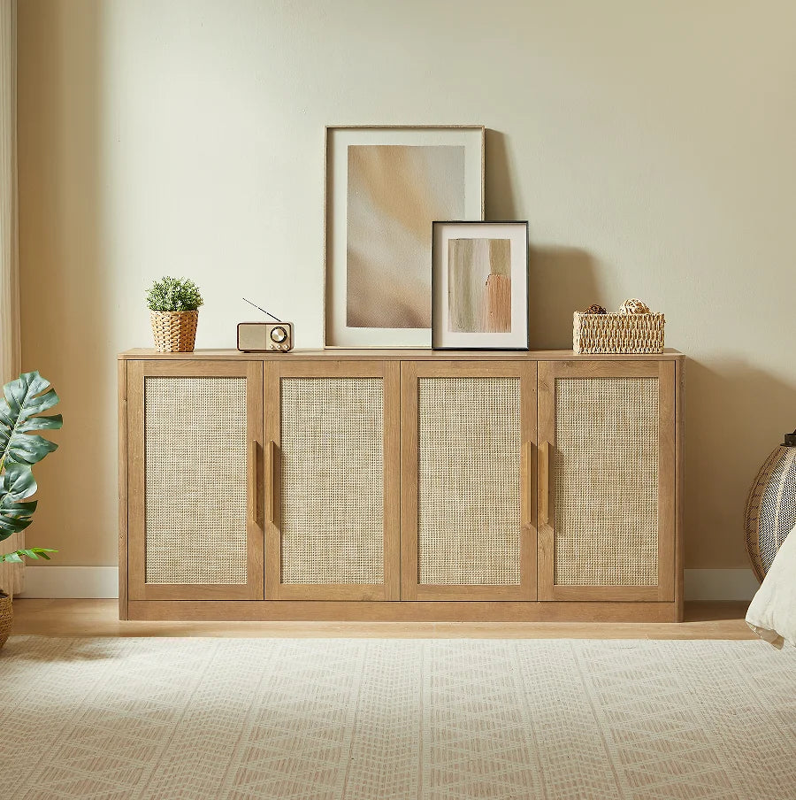 Modern Rattan 4-Door Sideboard