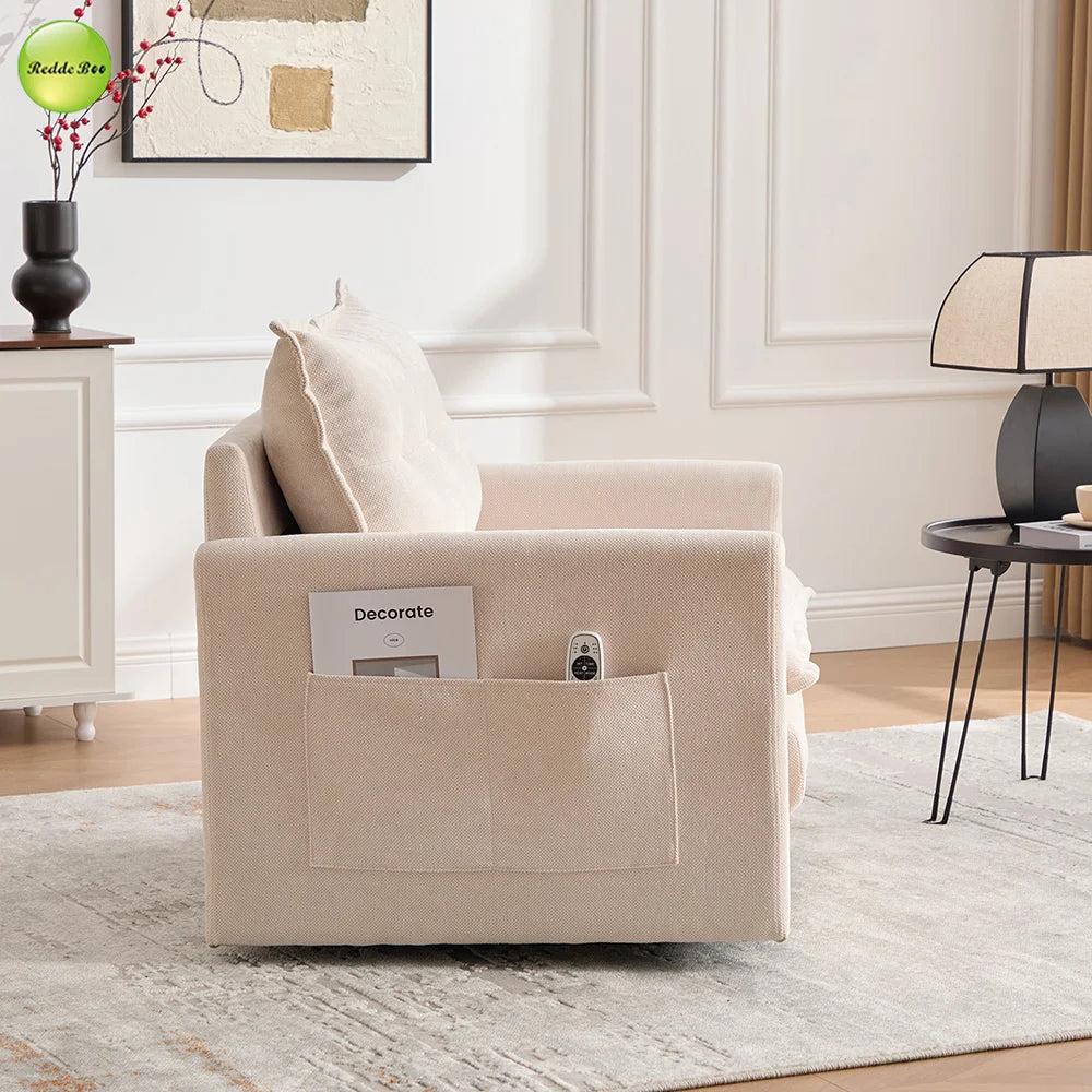 Fast Delivery USA Stock 360°Swivel Upholstered Armchair For Living Room Accent Chair With Storage Pocket Single Sofa Chair 9084
