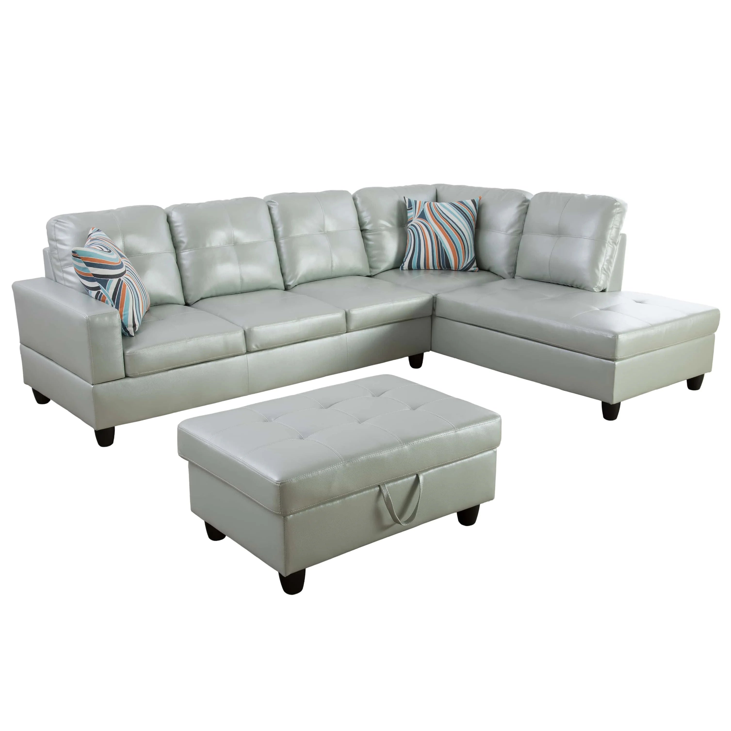 Latest Luxury Grey Leather Sectional Couches Reclining Fabric Home Furniture with Chenille Cover Modern Designs for Living Room