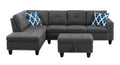 98" Wide Three Seat Left Hand Facing L-Shaped Corner Sectional Sofa Storage Ottoman Eco-Friendly Durable Linen Upholstery Sofa
