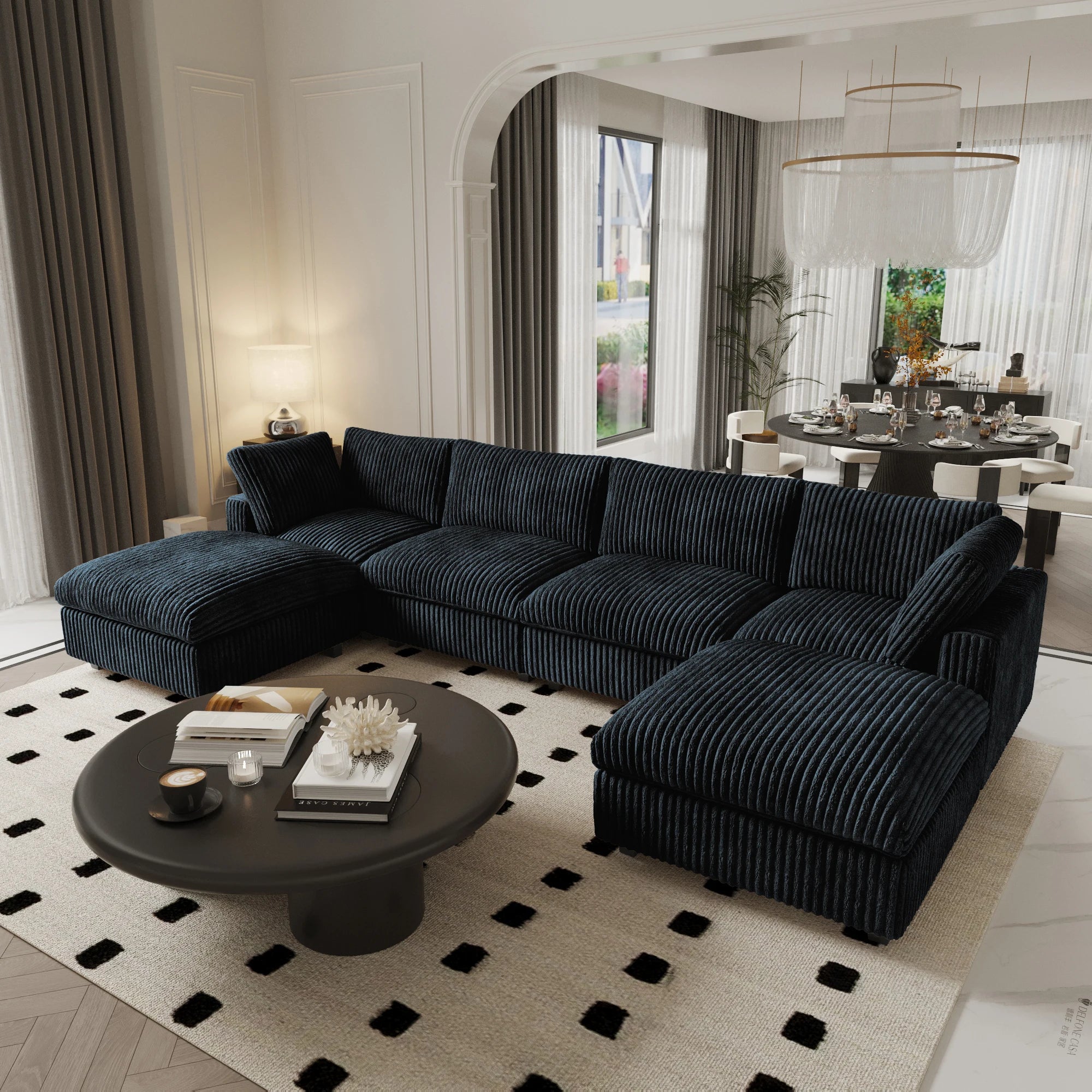 ATUNUS US in Stock Drop Shipping Sofa American Classic Living Room Furniture Corduroy Modular Sectional Couch Sofa Sets