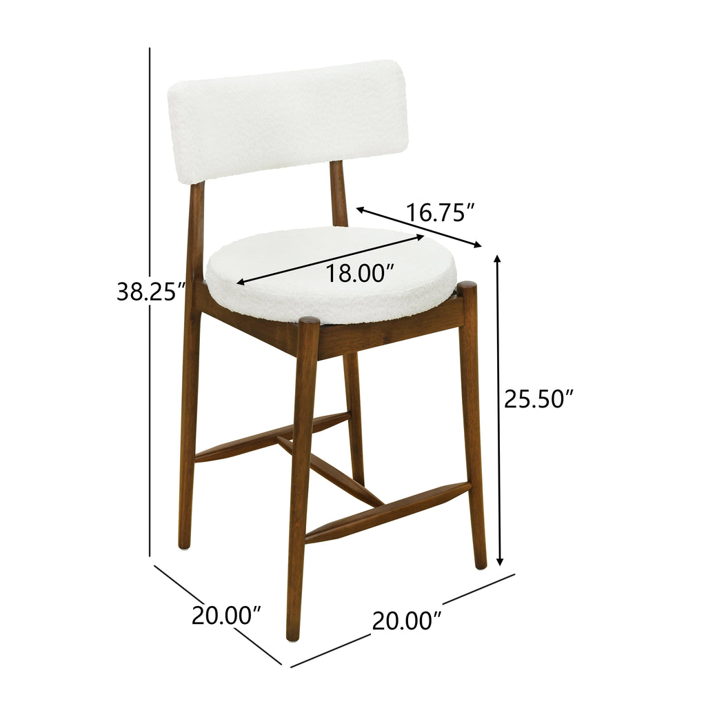 Modern Walnut Counter Stools Set of 2 High Chairs with Backrests for Kitchen Island Breakfast Nook Home Dining Bar Outdoor Use