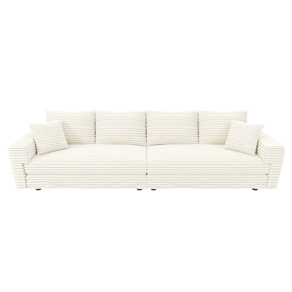 Plush Corduroy 4-Seat Sofa,Modern Comfy Upholstered Sofa Cloud Couch,Deep Seat Couches with Soft Pillows