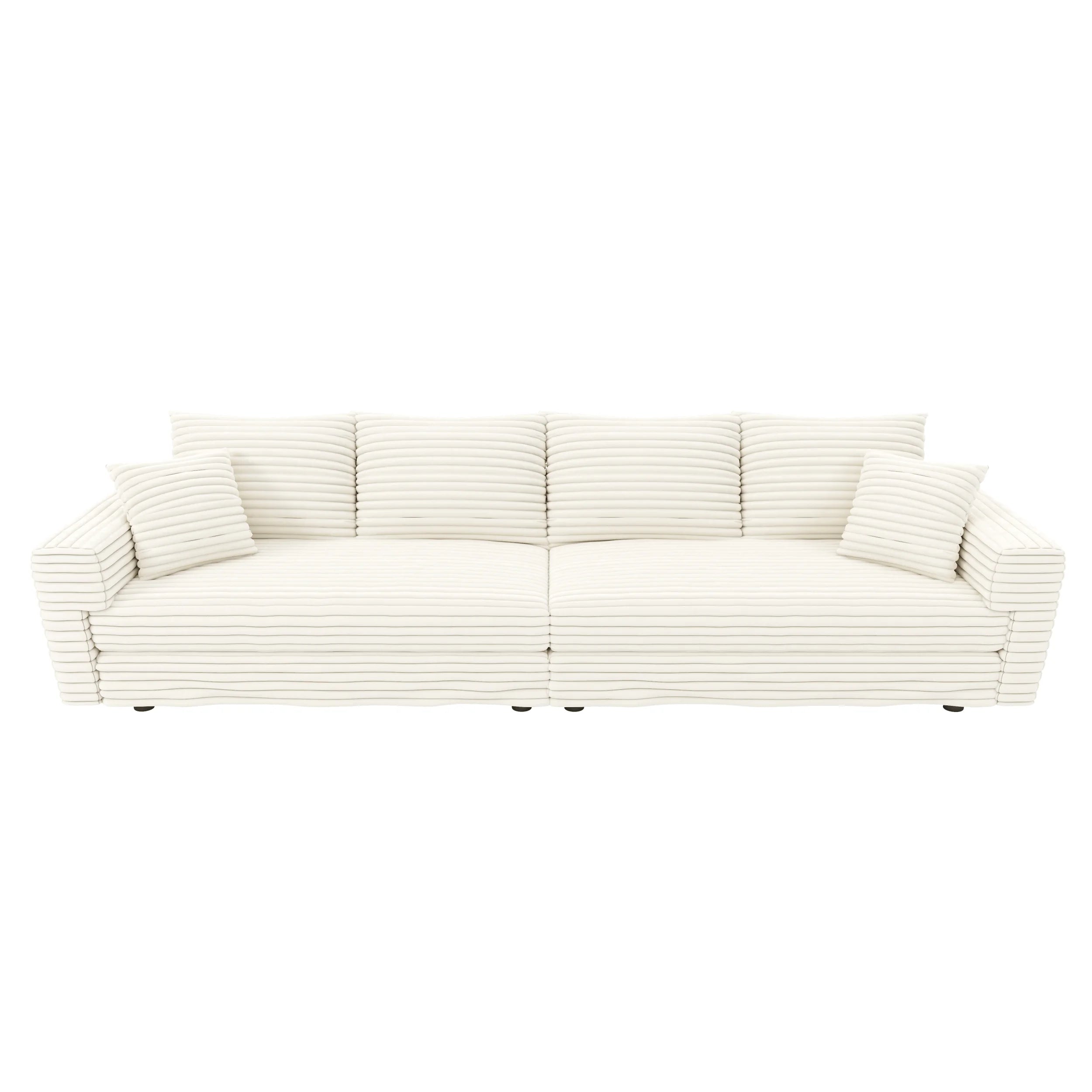 Plush Corduroy 4-Seat Sofa,Modern Comfy Upholstered Sofa Cloud Couch,Deep Seat Couches with Soft Pillows
