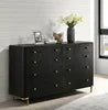 Black 6-drawer Modern Bedroom Solid Oak Wood Eco-Friendly Dresser