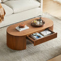 Modern Fluted Oval Coffee Table