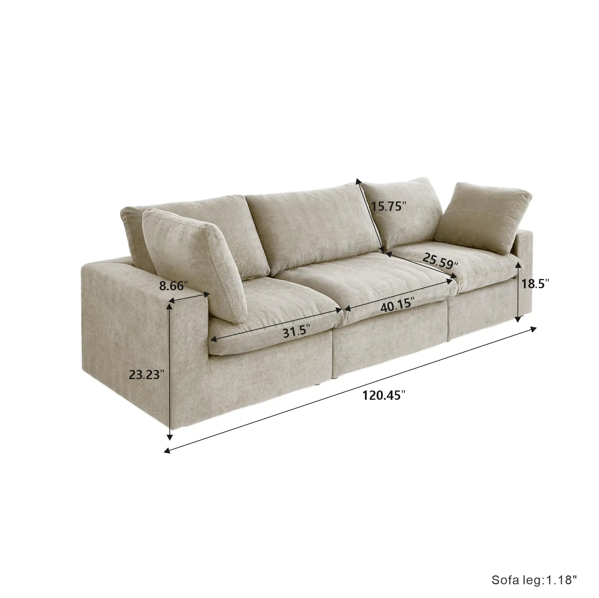 Voxhome Living Room Family Apartment Furniture Soft Cloud Sofa Nordic Khaki 3 4 5 6 7 Seater Modular Sectional Couch Sofa Set