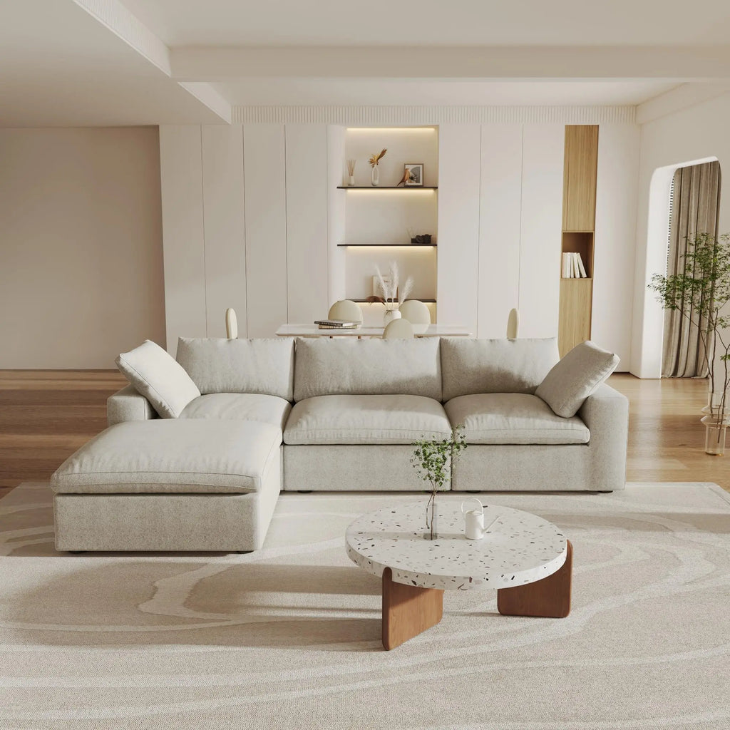 Voxhome Living Room Family Apartment Furniture Soft Cloud Sofa Nordic Khaki 3 4 5 6 7 Seater Modular Sectional Couch Sofa Set