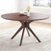 47.2" Solid Walnut Round Dining Table for 6 with Intersecting Pedestal Base Antique Design Hotel Use