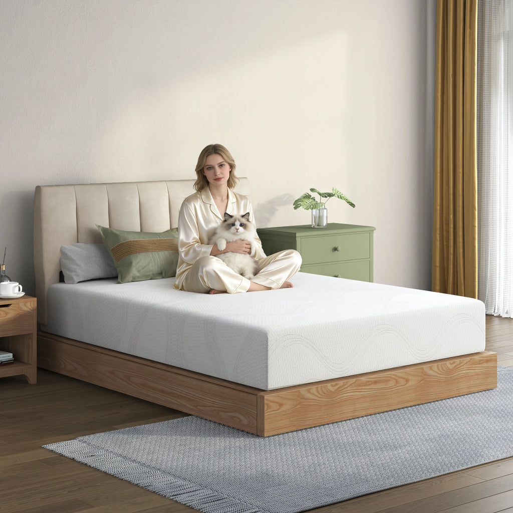 Twin Size Memory Foam Mattress 6 Inch with Cooling Green Tea Gel CertiPUR-US Certified White