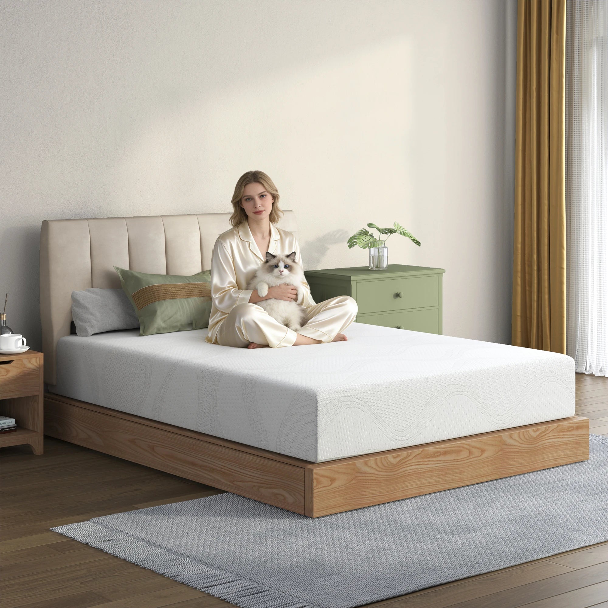 Twin Size Memory Foam Mattress 6 Inch with Cooling Green Tea Gel CertiPUR-US Certified White