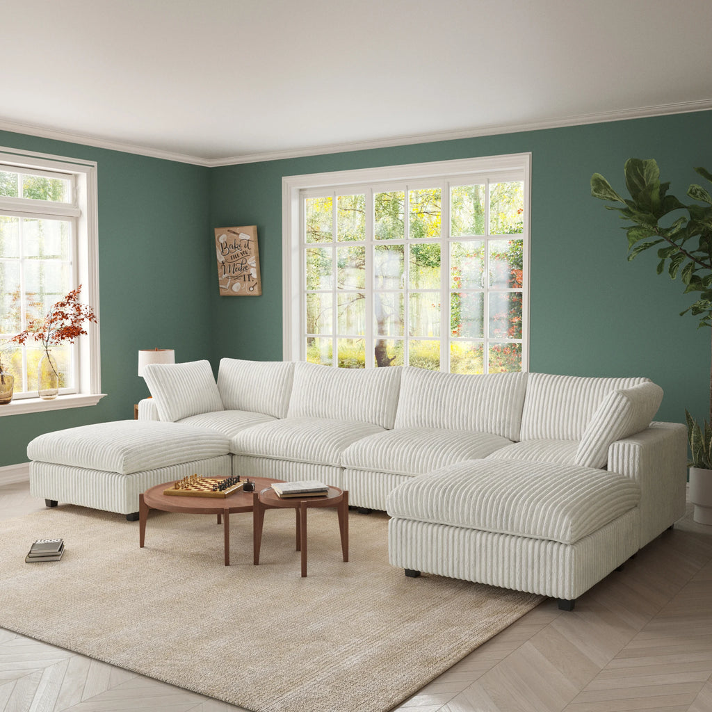 ATUNUS USA in Stock Drop Shipping Modern Sofa Wholesale Living Room Furniture Corduroy Fabric Modular Sectional Couch Sofa Sets