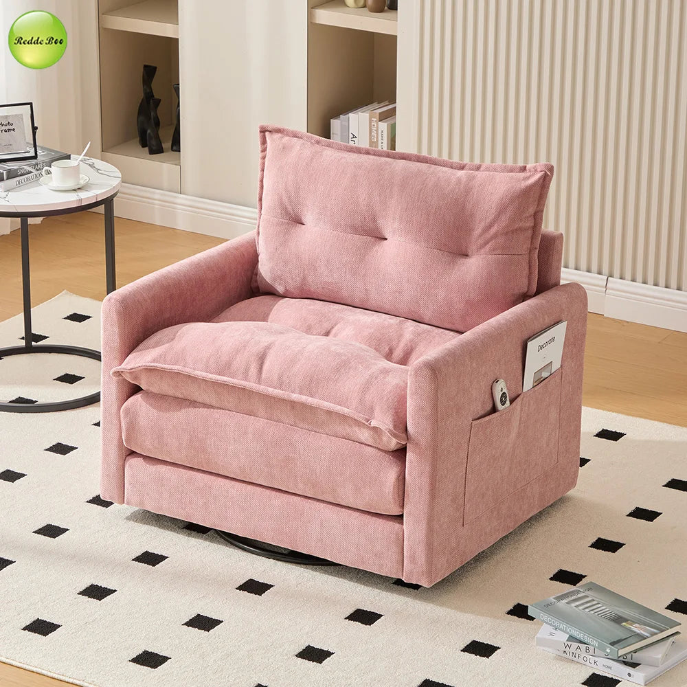 Fast Delivery USA Stock 360°Swivel Upholstered Armchair For Living Room Accent Chair With Storage Pocket Single Sofa Chair 9084