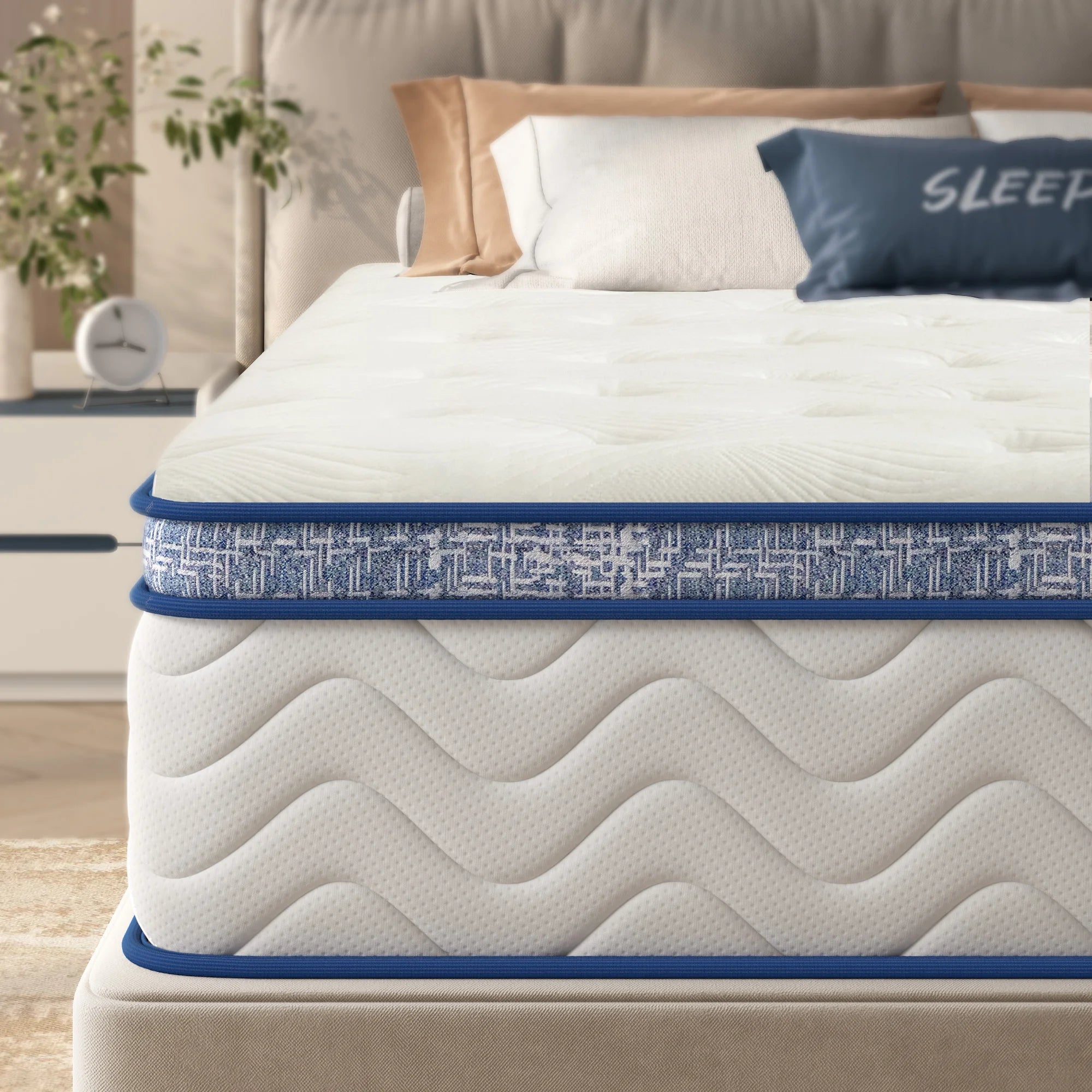 M 12 Inch Queen Size Hybrid Mattress Pocket Spring Coils Memory Foam Bed Mattress Colchon