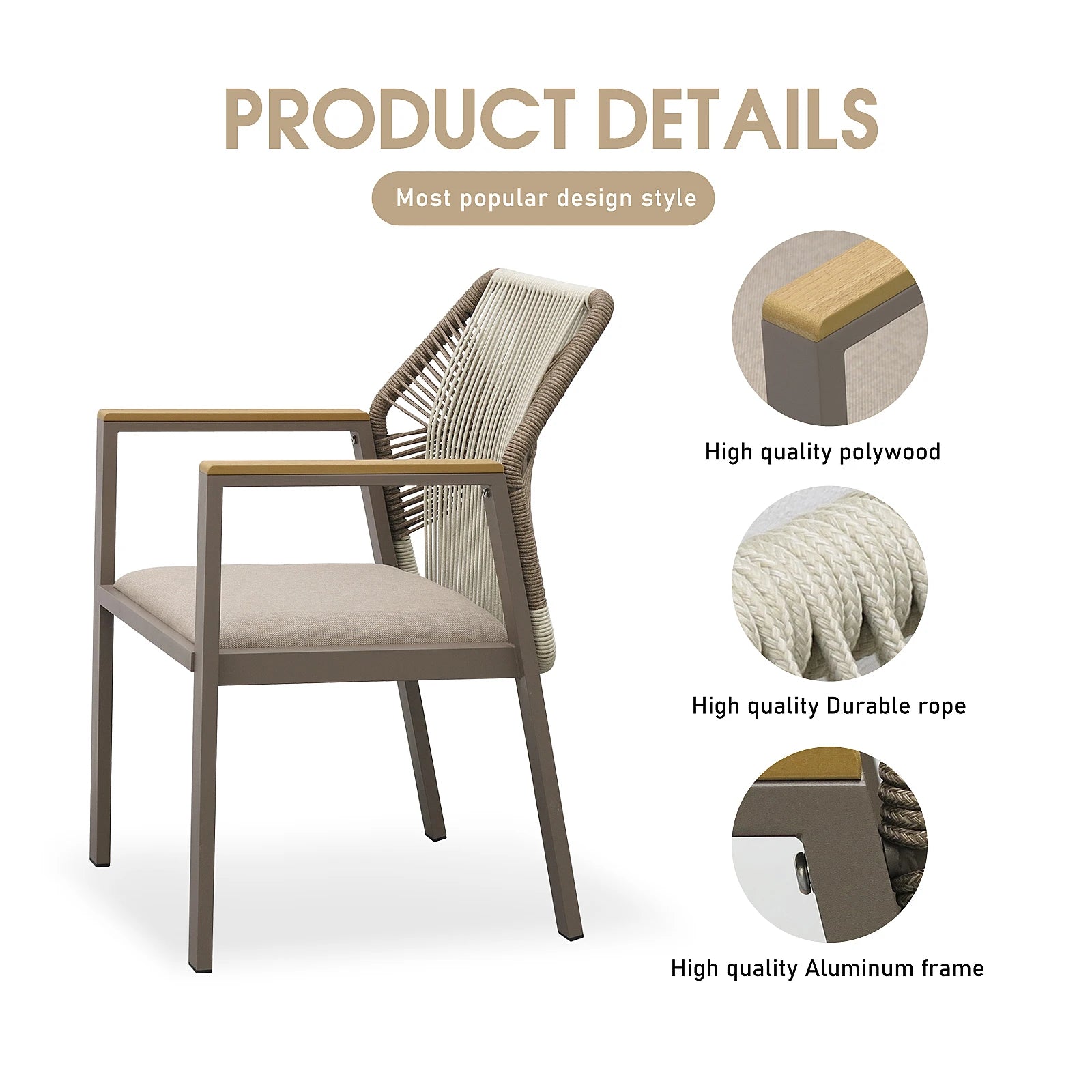 Contemporary Rope Outdoor Dining Chair