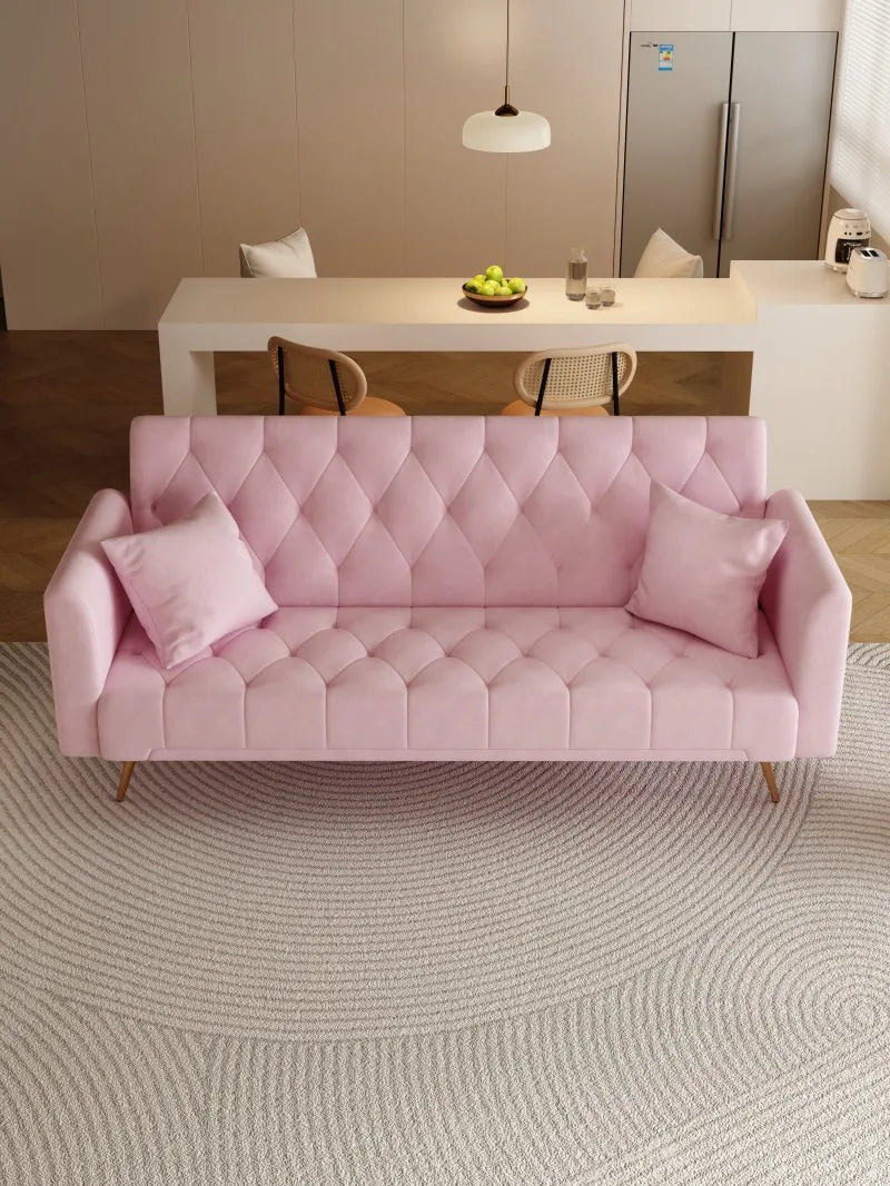 Modern Tufted Convertible Seat Sofa American Velvet Comfortable Furniture for Small Living Room Office Apartment Hotel Villa