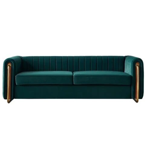 Modern Stainless Steel Tufted Velvet Upholstered Square Sofa for Home Hotel Comfortable Bed with Sponge Filling for Apartments