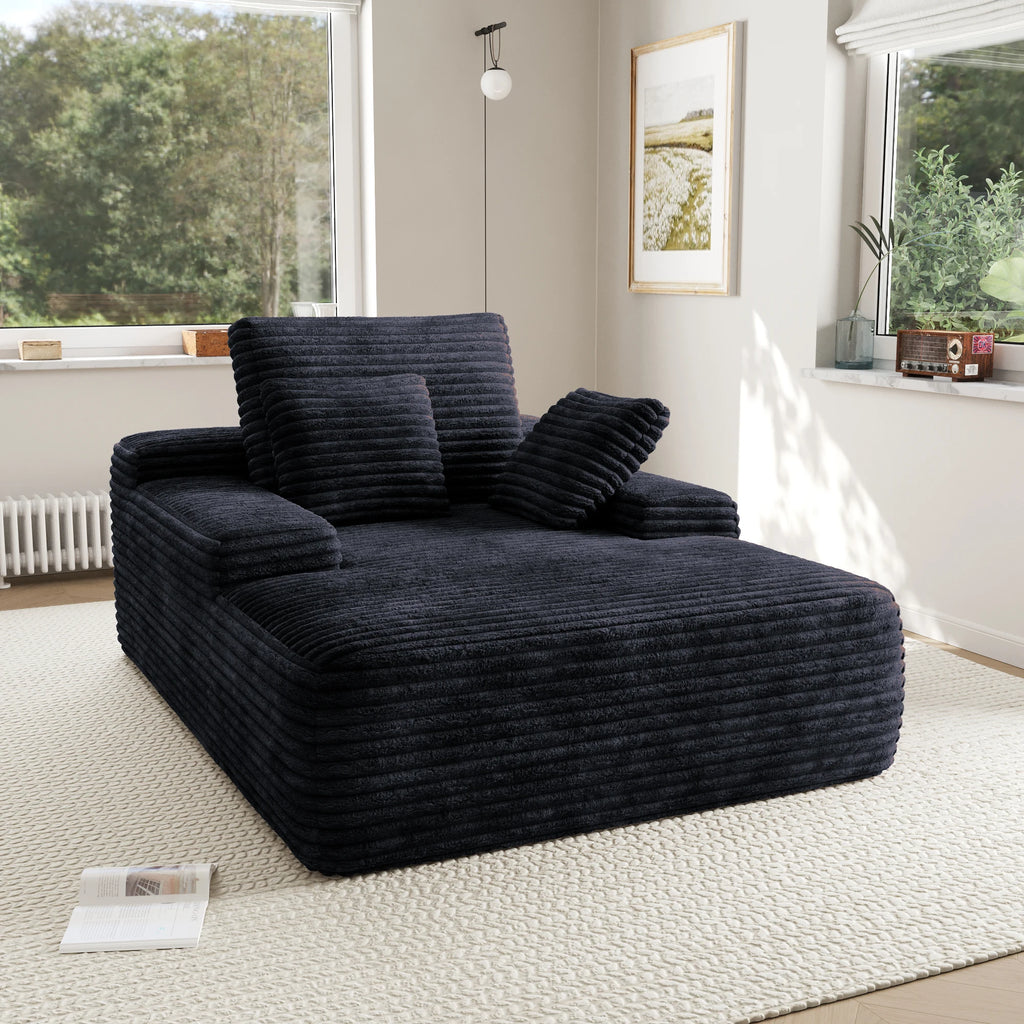 ATUNUS US in Stock Drop Shipping Living Room Corduroy Lounge Recliner Vacuum Compressed Foam Black Single Seat Couch Sofa Bed