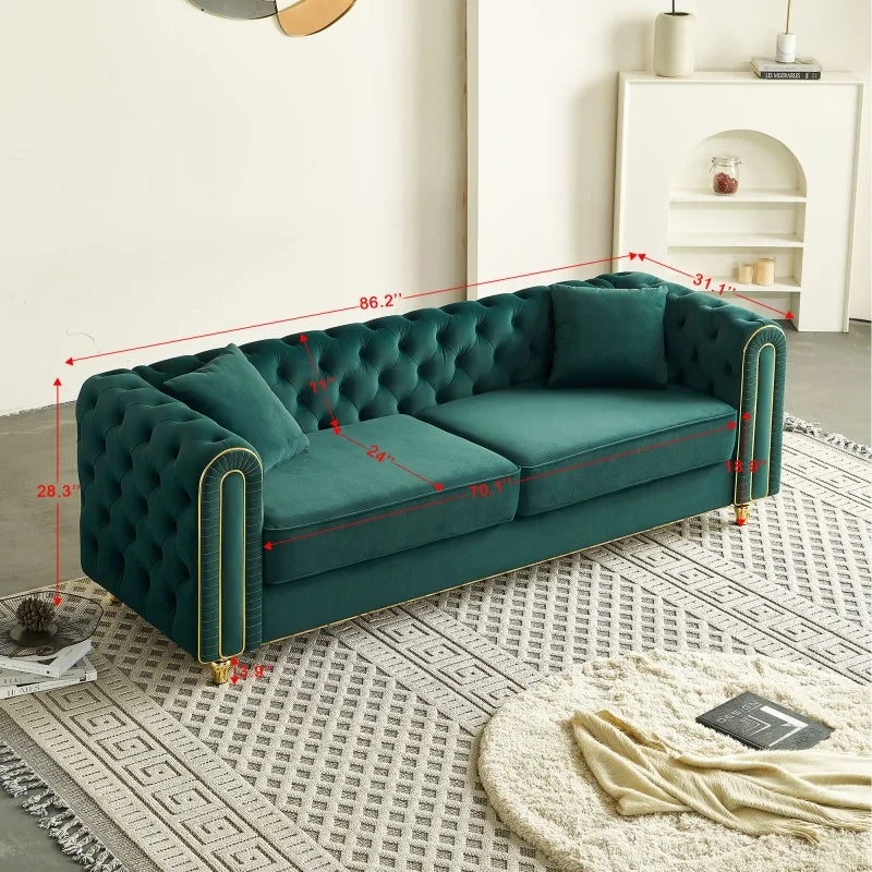 Tufted Up-holstered Modern Sofa Set Furniture Chesterfield Living Room Sofa Black Luxury Couch Living Room for House