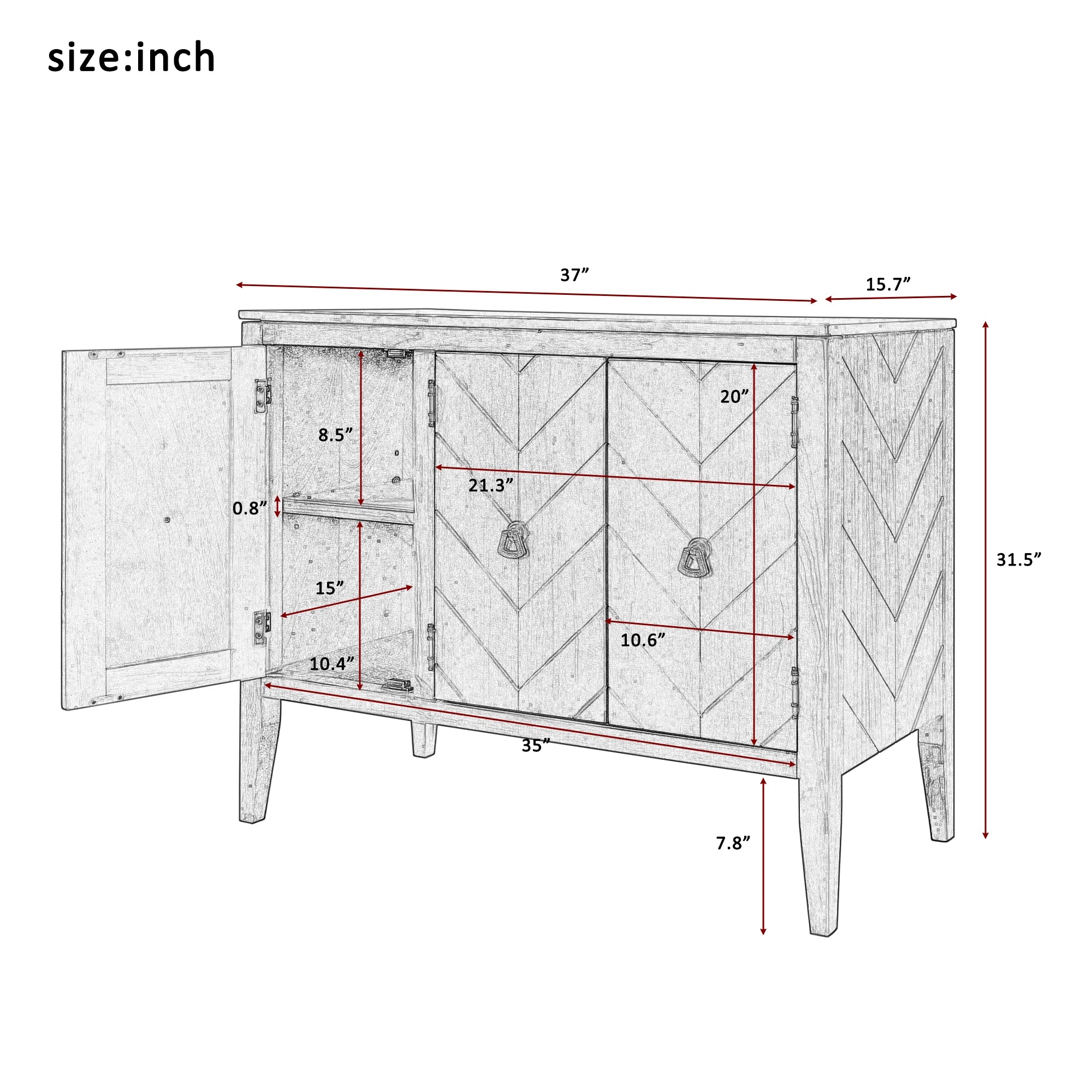 Modern 3-Door Sideboard Cabinet