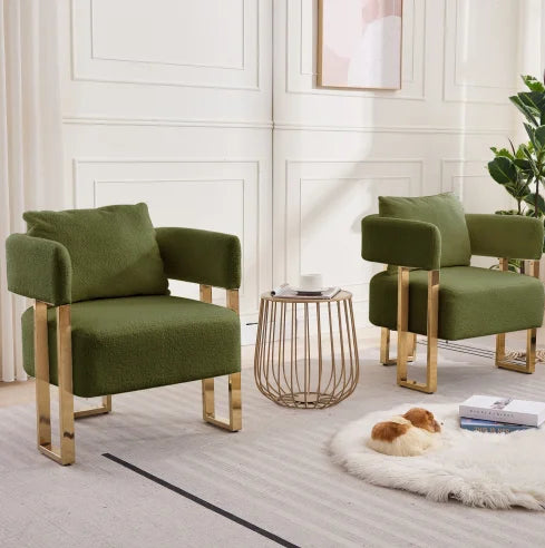 Modern Tufted Living Room Side Chair with Gold Metal Legs No Wheels for Home Office & Bedroom Dressing Area