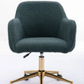 Modern Wool Lift Chair Adjustable Height Manual 360 Revolving Home Office Chair Gold Metal Legs Universal Wheel Indoor Green