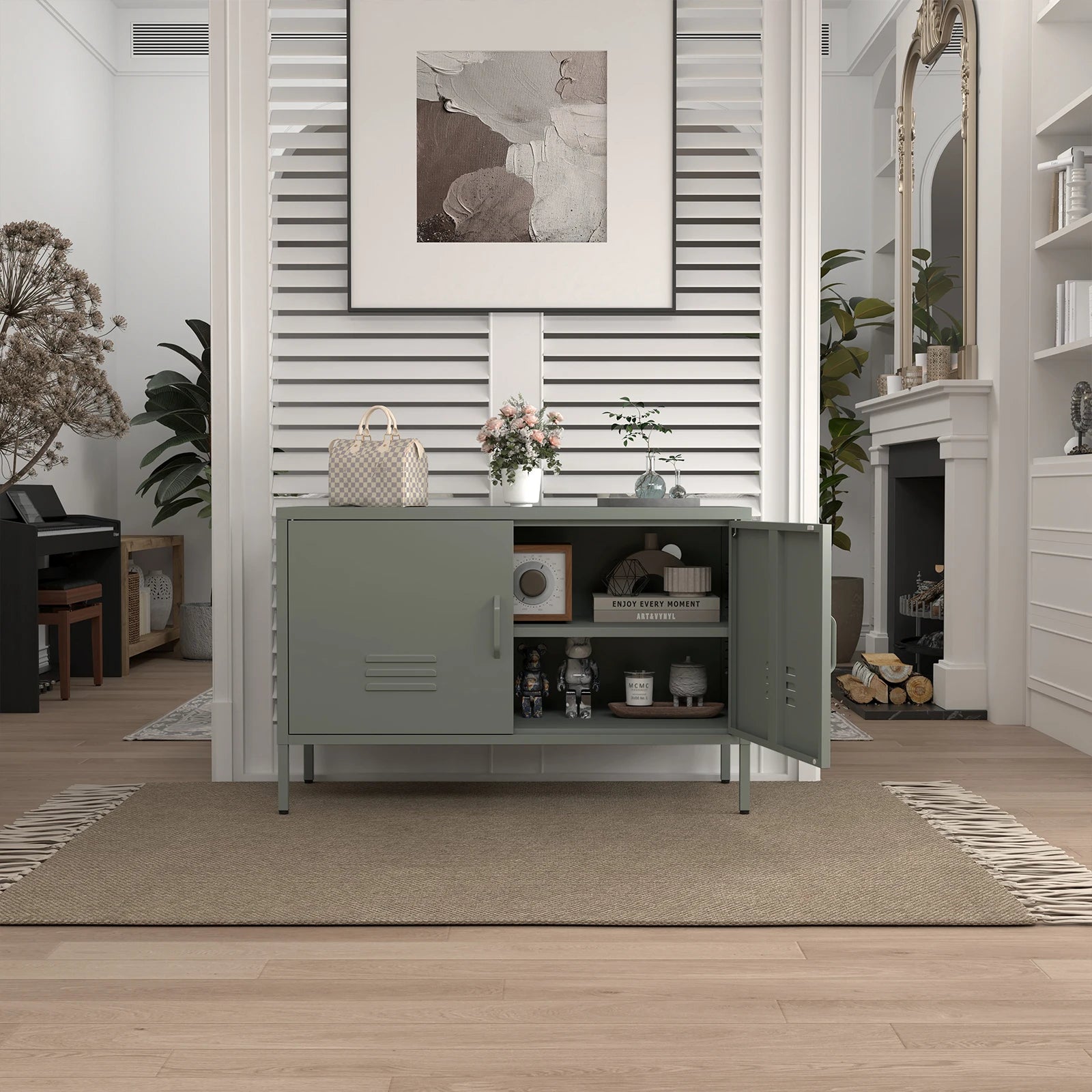 Industrial Metal Accent Cabinet