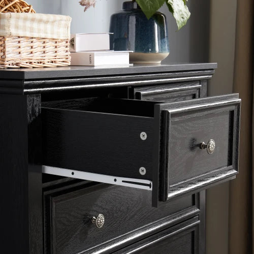 Modern Solid Wood 6-Drawer Dresser Cabinet with Adjustable Height & Easy Assembly for Bedroom Storage