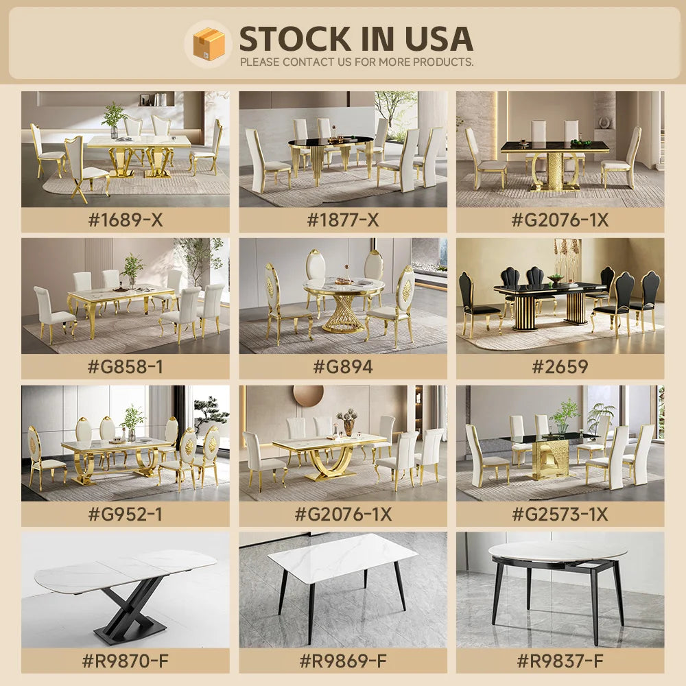 Luxury Italian Dining Room Table 10 Seater Modern Restaurant Stainless Steel Metal Wedding Juego De Mesa De Comedor