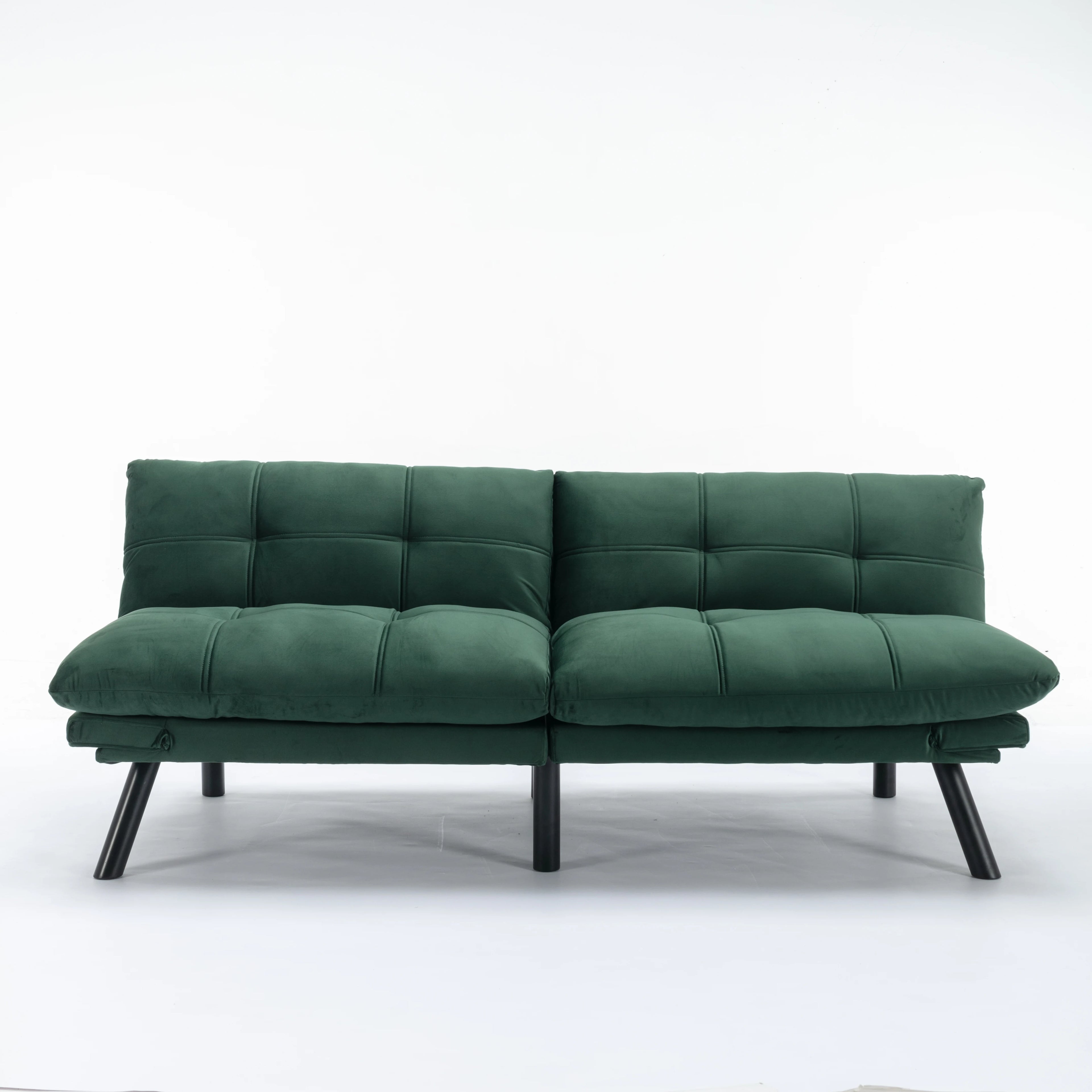 Convertible Folding Sofa Bed 2-Seater Modern Upholstered Sleeper Adjustable Armrests Backrest Space-Saving Twin Apartment