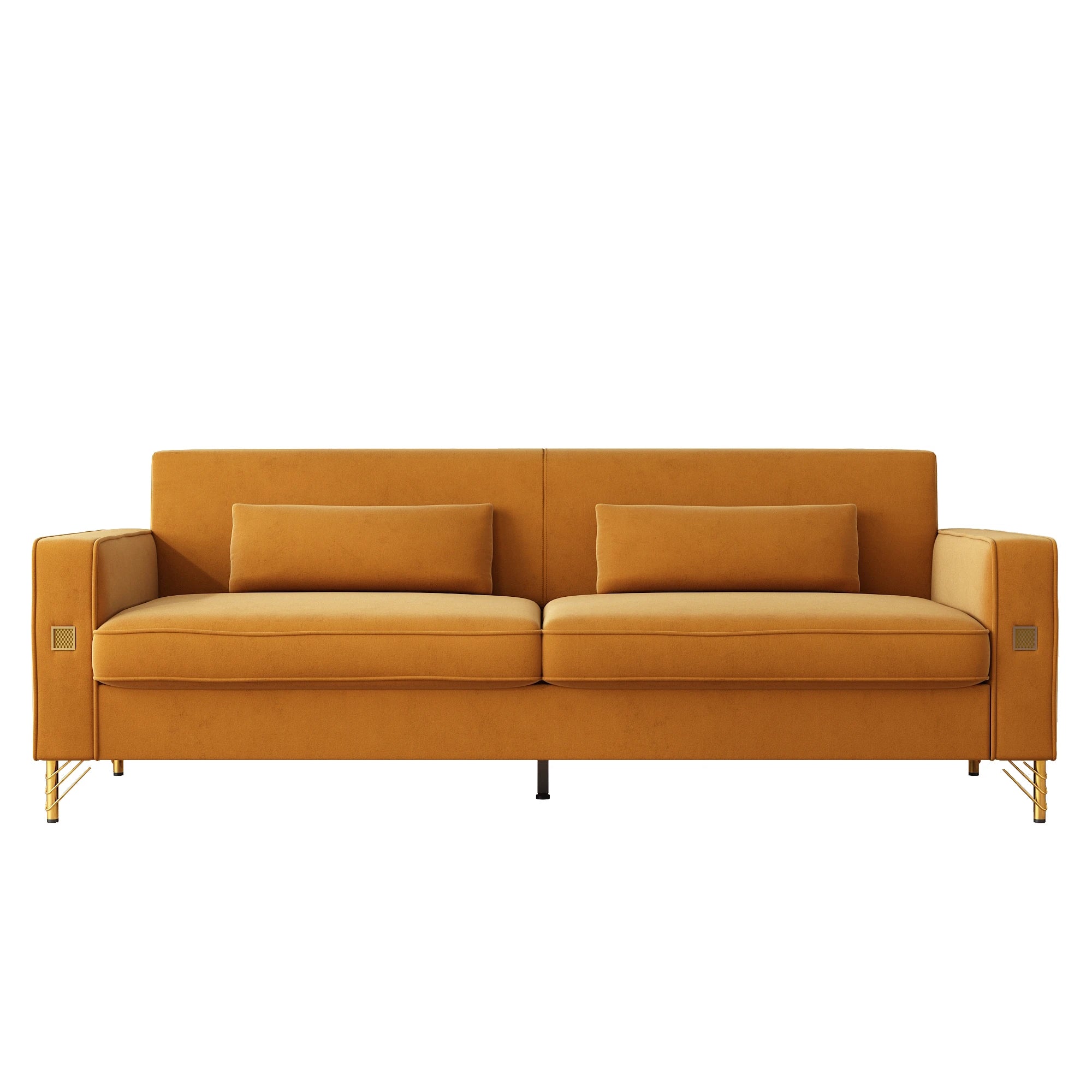 Modern Velvet Reclining Corner Sofa 3-Seater with Metal Legs & Pillows for Hotel & Villa Living Rooms