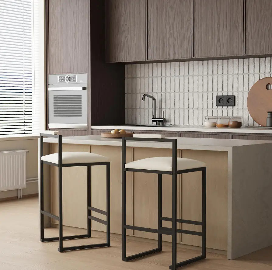 Adjustable Luxury Kitchen Stools Modern High Counter Height Bar Chairs with Steel Frame for Dining Living Room Bedroom Set of 2