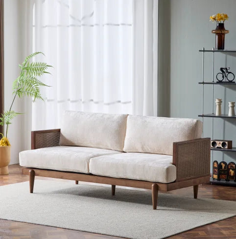 Square Arm 3-Seater Tufted Boucle Sofa with Sponge Filling and Wooden Frame Modern Set for Living/Bedrooms Apartment/Office