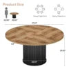 Tribesigns 47 Inch Round Dining Table With Fluted Base for 4 6 Modern Farmhouse in Brown Black for Kitchen Living Room