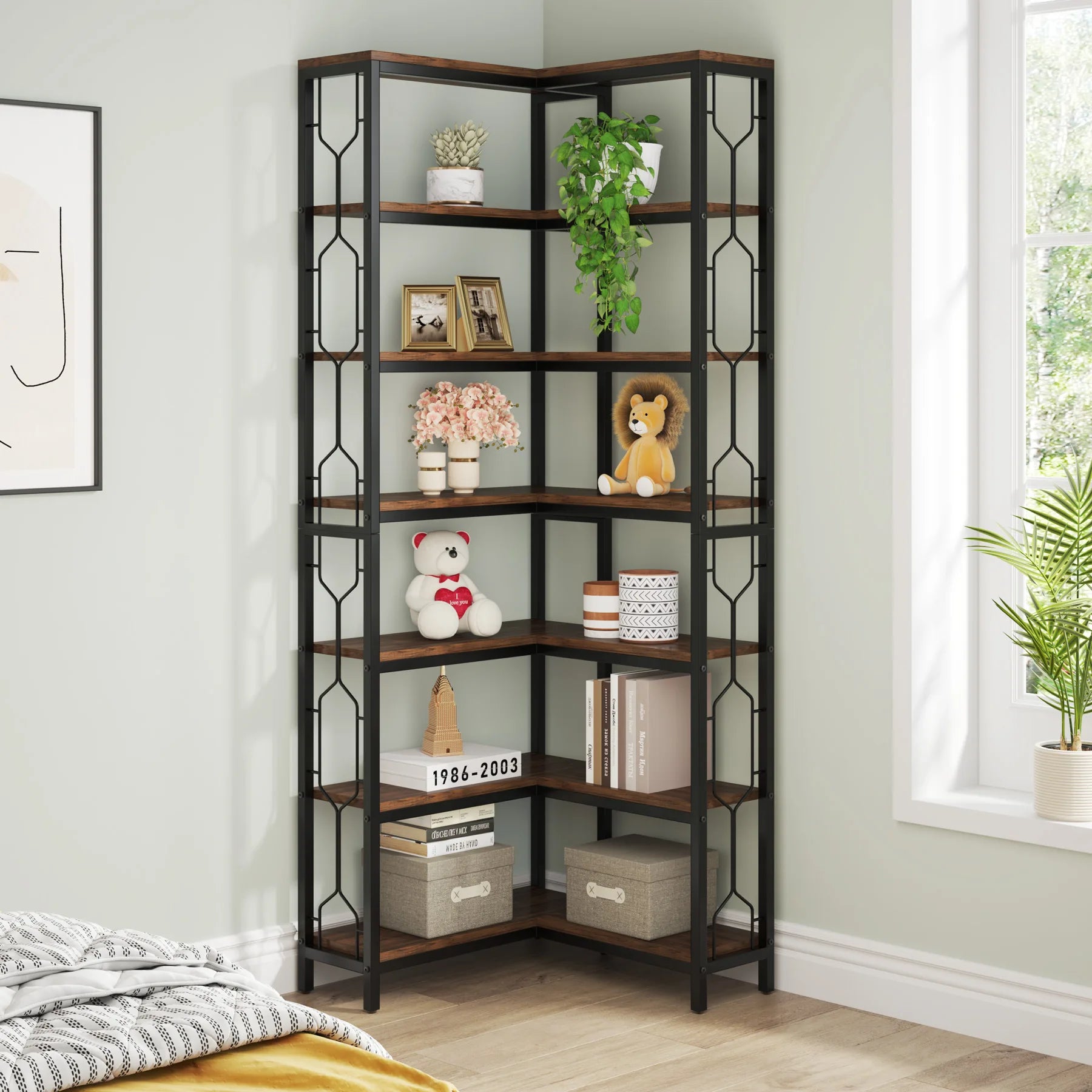 Modern Corner Etagere Bookcase