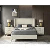 Mavela Modern Adjustable Wide Wale Corduroy Upholstery Panel Queen Bed 2 Nightstands Cream for Apartment Hotel Use Furniture Set